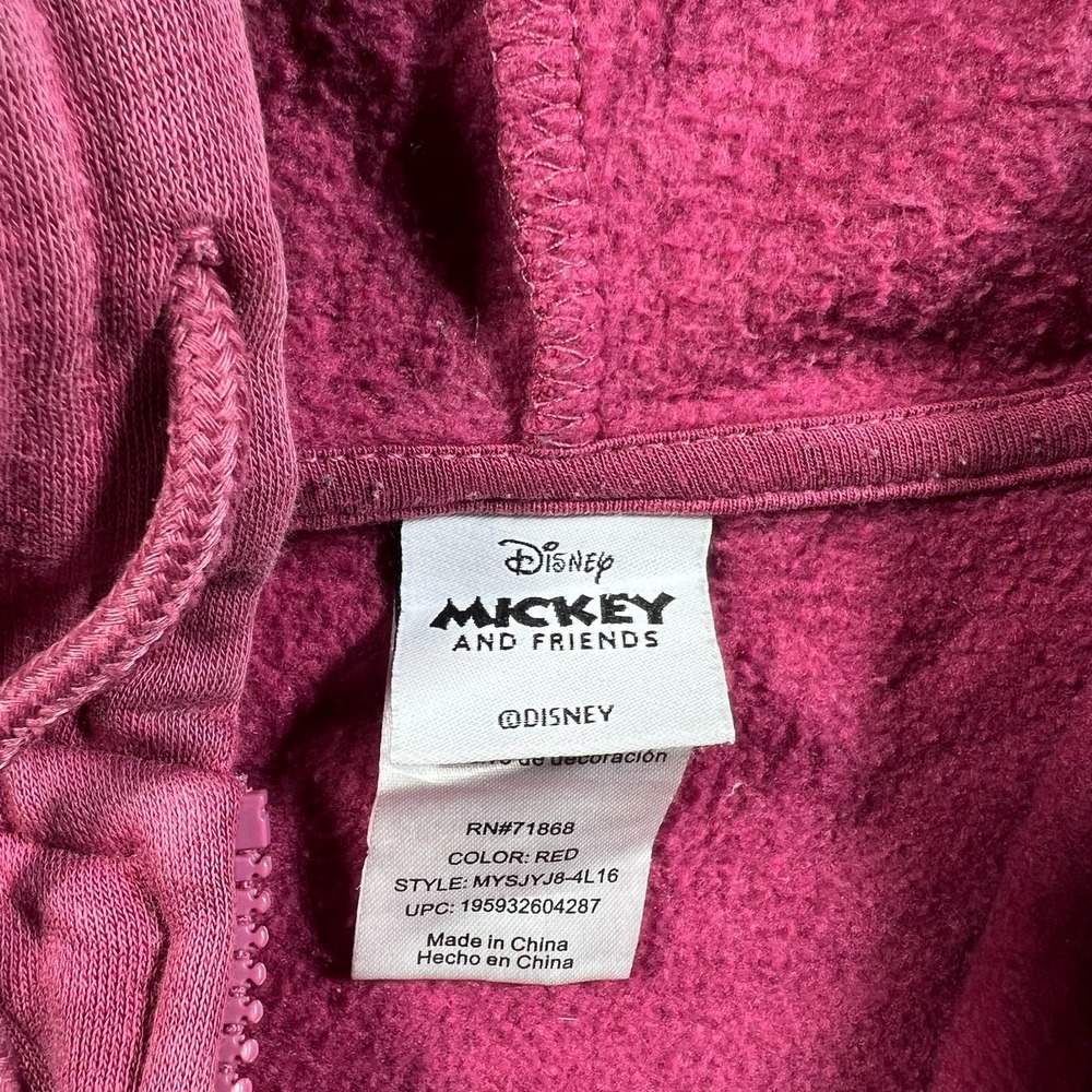 Disney Mickey & Friends Hoodie Womens XS Pink Patchwork Fleece Full Zip Hooded - Picture 10 of 13